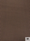 Micro Gingham Check Printed Silk Georgette - Brown / Camel / Dusty Rose