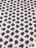 Tory Burch Floral Printed Silk Chiffon - Blues / Ivory / Black