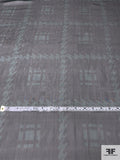 Italian Houndstooth-Windowpane and Geometric Printed Fine Silk Chiffon - Black / Evergreen