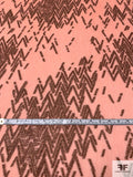 Italian Broken Zig-Zag Crinkled Silk Chiffon with Metallic Fil Coupé - Dusty Peach / Metallic Brown