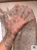 Ornate Lattice Printed Crinkled Silk Chiffon - Tan / Khaki / Dusty Blue / Navy