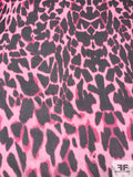 Animal Pattern Printed Silk Chiffon - Hot Pink / Light Pink / Black