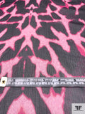 Animal Pattern Printed Silk Chiffon - Hot Pink / Light Pink / Black