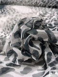 Border Pattern Animal Pattern Printed Silk Chiffon - Black / Off-White / Midnight Green