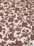 Leaf Paisley Printed Silk Chiffon - Orange / Purple / Brown / Beige / Light beige