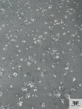 Feminine Floral Printed Silk Chiffon - Seal Grey / Off-White