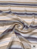 Hazy Striped Printed Crinkled Silk Chiffon - Khaki / Purple / Light Blue / Oatmeal