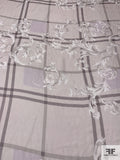 Italian Terracotta Vine Printed Fine Silk Chiffon Panel - Light Taupe / Greys / Off-White