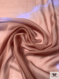 French Tie-Dye Printed Fine Silk Chiffon - Soft Brown / Electric Lilac
