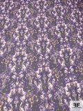 Exotic Graphic Printed Crinkled Silk Chiffon - Purple / Marigold / Olive / Black