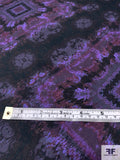 Tie-Dye Frames Printed Silk Georgette - Shades of Purple / Black