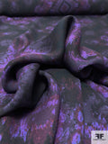 Tie-Dye Frames Printed Silk Georgette - Shades of Purple / Black