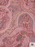 Italian Paisley Printed Silk Chiffon - Red / Beige / Dusty Seafoam / Olive