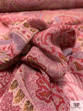 Italian Paisley Printed Silk Chiffon - Red / Beige / Dusty Seafoam / Olive