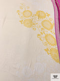 Border Pattern Printed Crinkled Silk Chiffon Panel - Hot Pink / Yellow / Cream / White