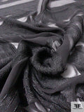 Italian Multi-Directional Textured Streaks Silk Chiffon - Black
