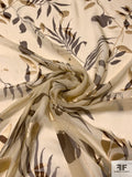 Leaf Printed with Satin Burnout Silk Chiffon - Biscotti / Brown / Champagne Gold
