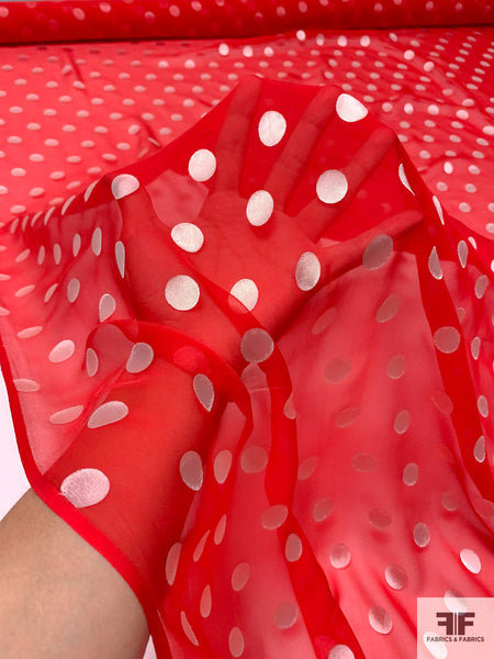 Dotted Clip Silk Chiffon - Off-White - Fabric by the Yard