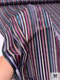 Italian Vertical Satin Striped Silk Chiffon - Teal / Dusty Pink / Berry / Periwinkle