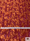 Italian Abstract Fil Coupé Silk Chiffon - Burgundy / Sandstone Orange