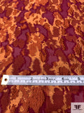 Italian Abstract Fil Coupé Silk Chiffon - Burgundy / Sandstone Orange