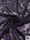 Paisley Burnout Silk Blend Chiffon - Purple / Black