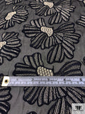 Floral Bows Embroidered Polyester Chiffon - Black / Navy / Grey / Gold