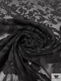 Floral Burnout Silk Chiffon - Black