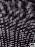 Italian Silk Chiffon with Satin Plaid Windowpane - Black