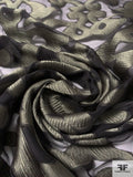 Italian Damask Style Burnout Silk Chiffon - Black / Ecru