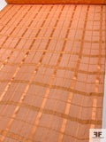 Satin Striped Plaid Silk Chiffon with Lurex Threads - Orange / Gold