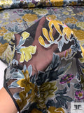 Floral Bouquets Burnout Silk Chiffon - Ochre / Dusty Teal / Orchid Pink / Black