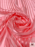 French Satin Striped Burnout Silk Chiffon - Pink Coral