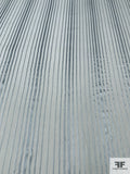 French Satin Striped Burnout Silk Chiffon - Carolina Blue