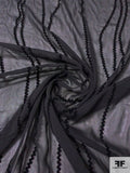 Wavy Lines Flocked Silk Chiffon - Black