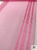 Double-Border Pattern Satin Striped Burnout Silk Chiffon - Pink