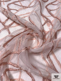 Branch Vines Cloqué Polyester Organza with Slight Shimmer and Lurex - Blush Pinks / Shimmery White