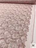 Floral Embroidered Tulle with Sequins - Dusty Nude-Pink