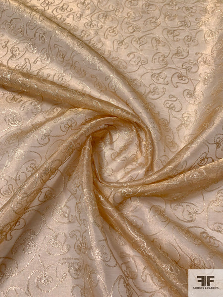 NY Designer Fabrics Pink Gold Metallic Organza Fabric