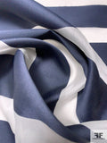 Satin Striped Silk Organza - Navy / Off-White