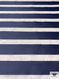 Satin Striped Silk Organza - Navy / Off-White