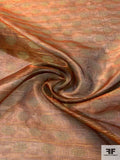 2-Ply Silk Organza with Lurex Threads in Between - Copper / Antique Green / Gold