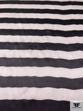 Horizontal Striped Printed Satin Face Organza - Black / Off-White