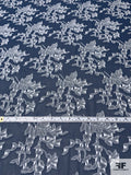 Leaf Bundles Clip Polyester Chiffon - Washed Blue / Off-White