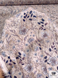 Floral Printed Polyester Jacquard - Light Beige / Navy / Blue / Lavender