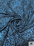 Cheetah Printed Polyester Crepe de Chine - Dusty Sky Blue / Black