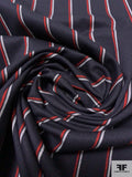 Made in Japan Vertical Striped Fine Twill Cotton Shirting - Black / Red / Off-White