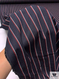 Made in Japan Vertical Striped Fine Twill Cotton Shirting - Black / Red / Off-White