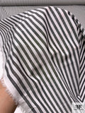 Made in Japan Vertical Striped Cotton Shirting - Off-White / Off-Black