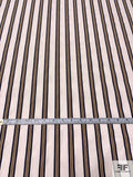 Made in Japan Vertical Striped Fine Twill Cotton Shirting - Light Ivory / Navy / Tan